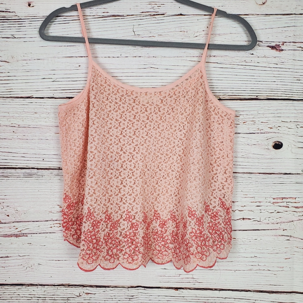 Pink flower print crop top